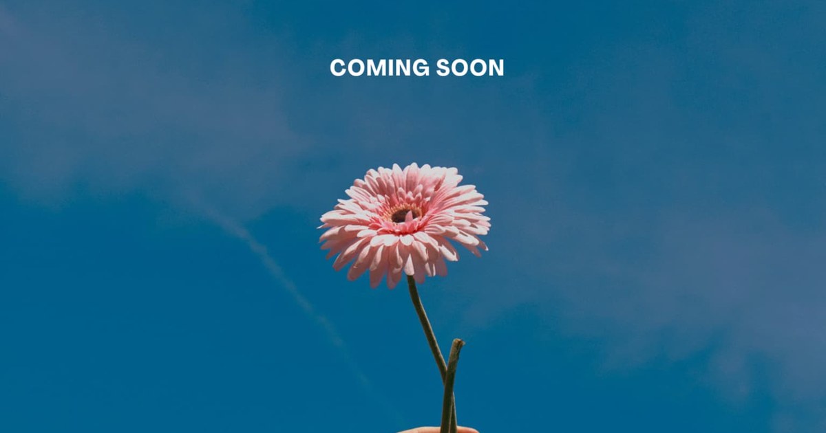 YaH Brands Coming Soon campaign image of a hand holding a pink flower against a blue sky